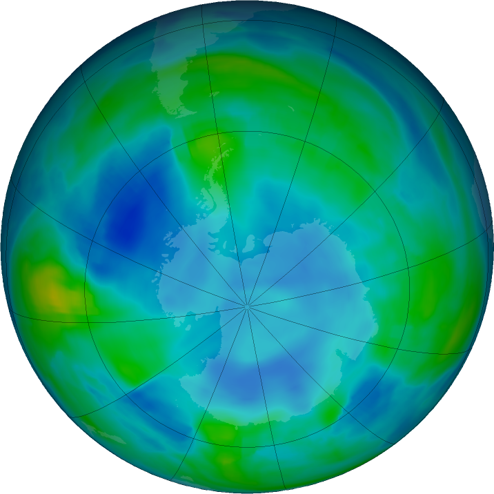 Antarctic ozone map for 27 May 2022